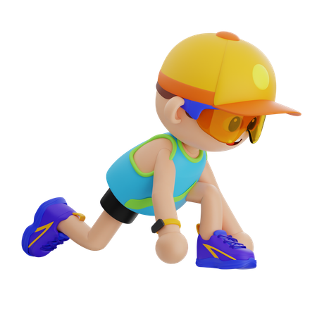 Sports Boy Ready For Run  3D Icon