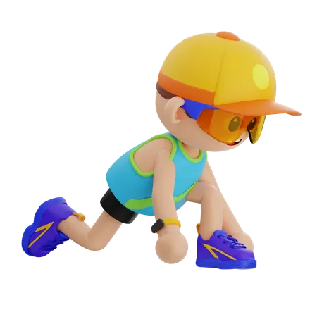 Sports Boy Ready For Run  3D Icon