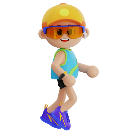 Sports Boy Walking While Looking  3D Icon