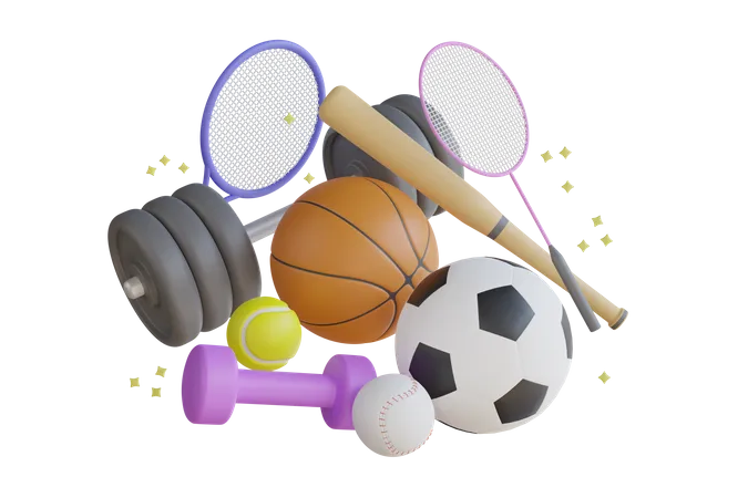 Sports Equipment  3D Illustration