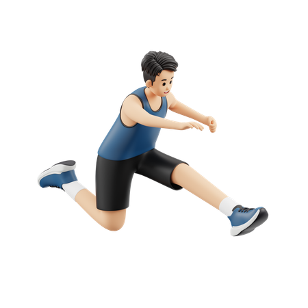 Sports Man Jumping Hurdles  3D Illustration