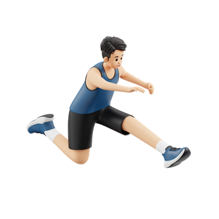 Sports Man Jumping Hurdles  3D Illustration