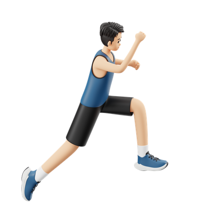 Sports Man Preparing To Jump  3D Illustration