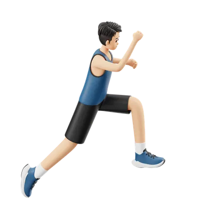 Sports Man Preparing To Jump  3D Illustration