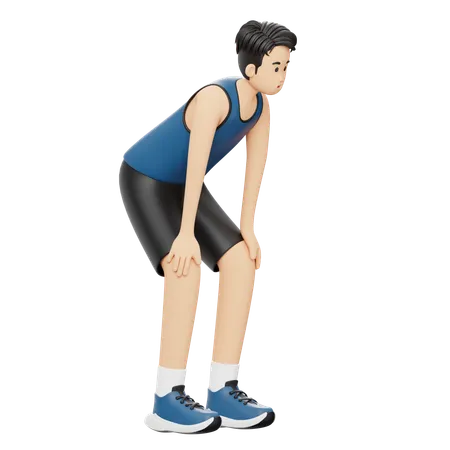 Sports Man Running Exhausted  3D Illustration