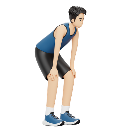 Sports Man Running Exhausted  3D Illustration