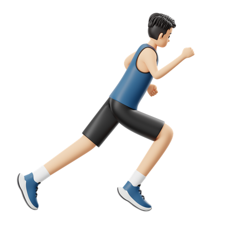 Sports Man Running Fast  3D Illustration