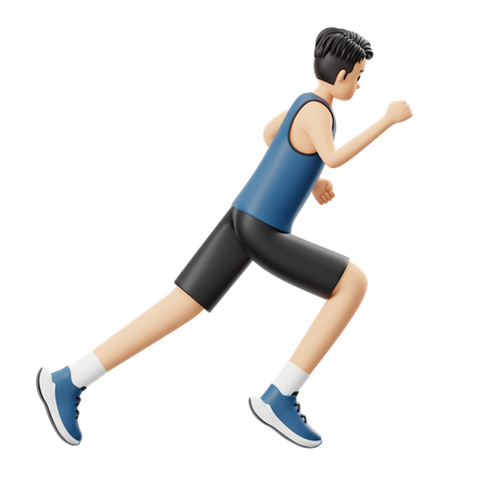 Sports Man Running Fast  3D Illustration