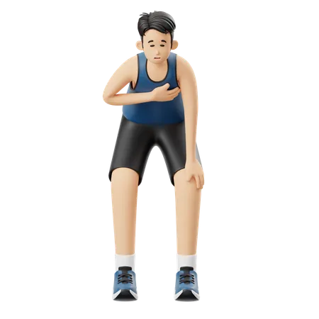 Sports Man Running Panting  3D Illustration