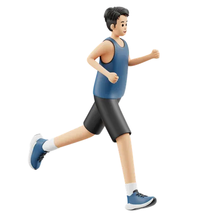Sports Man Running Training  3D Illustration
