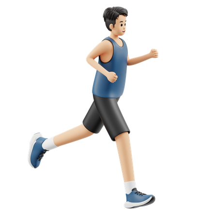 Sports Man Running Training  3D Illustration