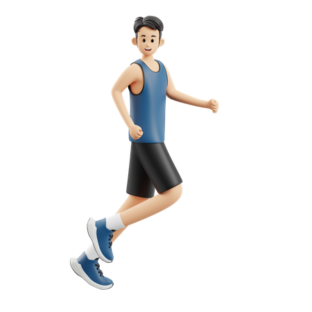 Sports Man Running While Looking Back  3D Illustration