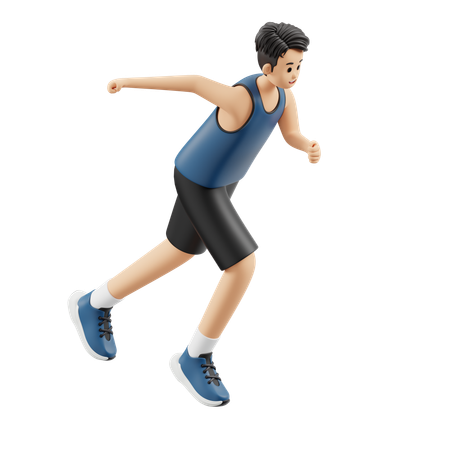 Sports Man Starts Running  3D Illustration