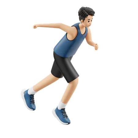 Sports Man Starts Running  3D Illustration