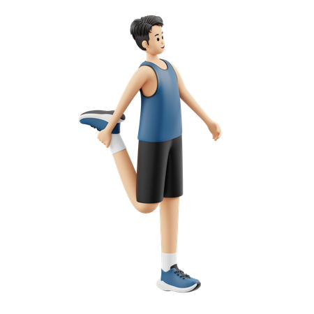 Sports Man Warming Up Holding Right Leg  3D Illustration