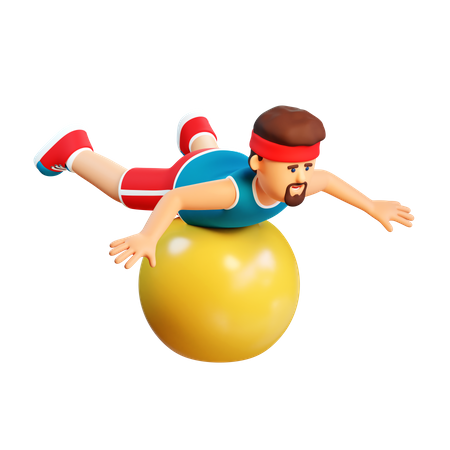 Sports Man With Fitness Ball  3D Illustration