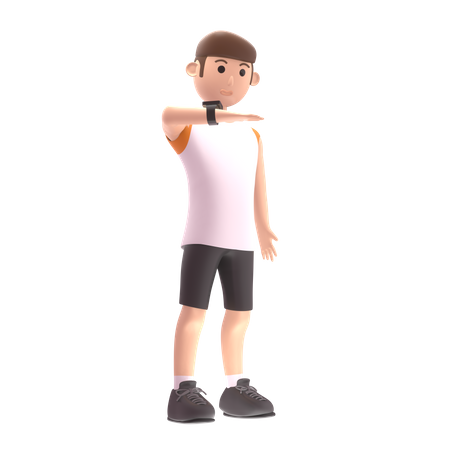 Sports person looking at smart watch  3D Icon