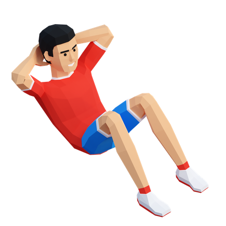 Sportsman Doing Abs Exercise  3D Illustration