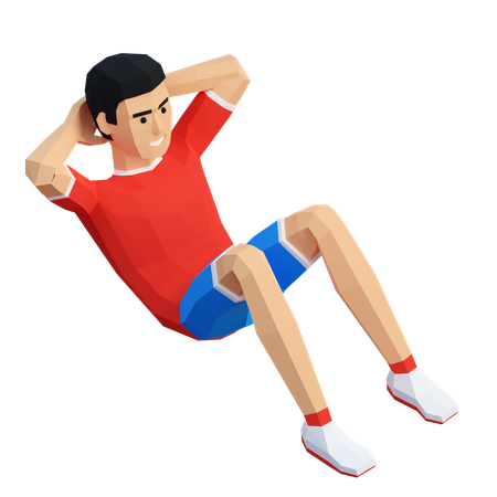 Sportsman Doing Abs Exercise 3D Illustration