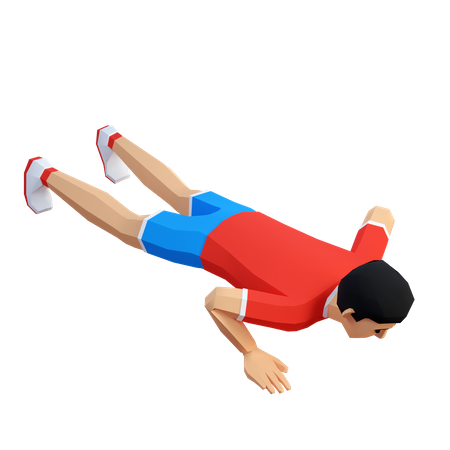 Sportsman doing push ups in sportswear  3D Illustration