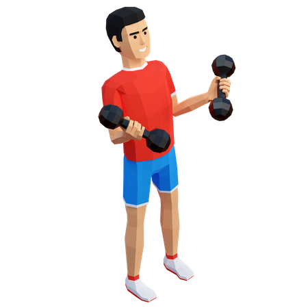 Sportsman training biceps with dumbbell  3D Icon