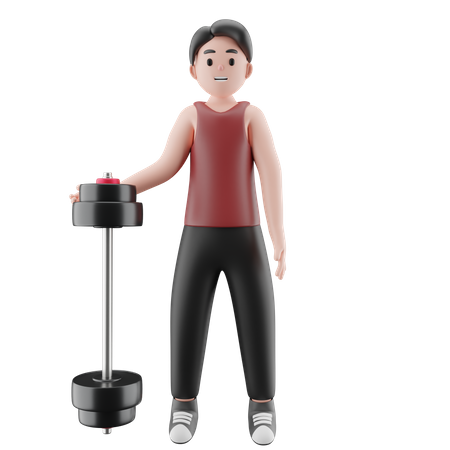 Sportsman With Babell  3D Illustration