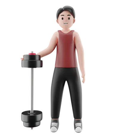 Sportsman With Babell  3D Illustration