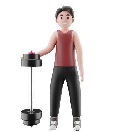 Sportsman With Babell 3D Illustration