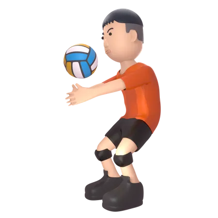 Sportsperson playing volleyball  3D Illustration