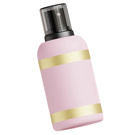 3 D Pink Cosmetic Spray Bottle With Gold Band And Clear Cap 3D Icon
