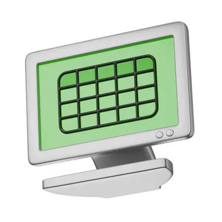 Spreadsheet Computer  3D Icon