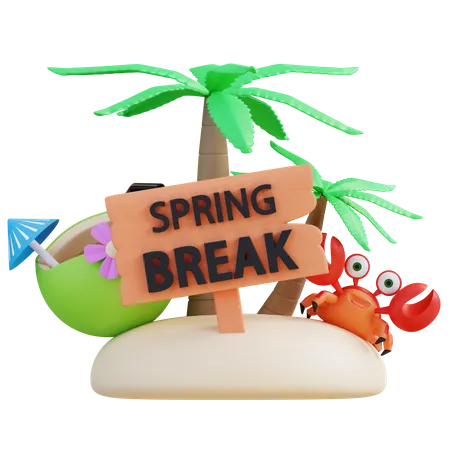 3 D Illustration Spring Break 3D Icon