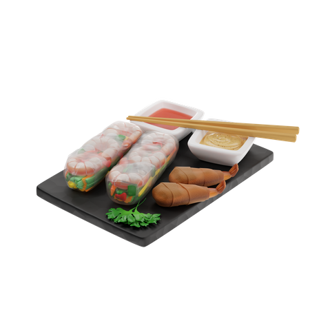 Spring Rolls  3D Illustration