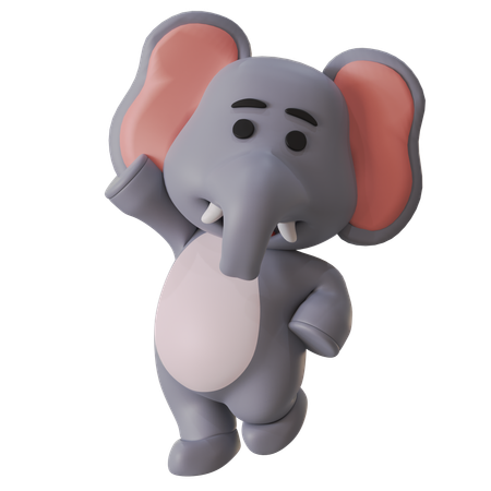 Springender Elefant  3D Illustration