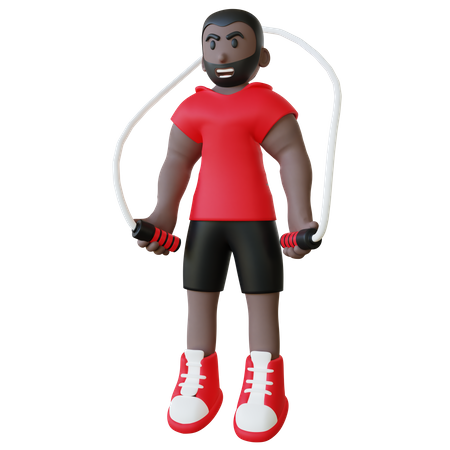 Springseil Mann  3D Illustration