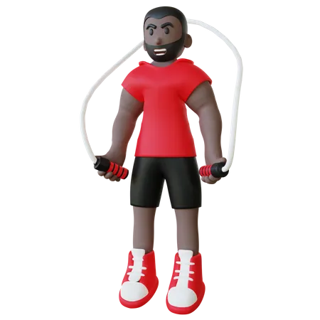 Springseil Mann  3D Illustration