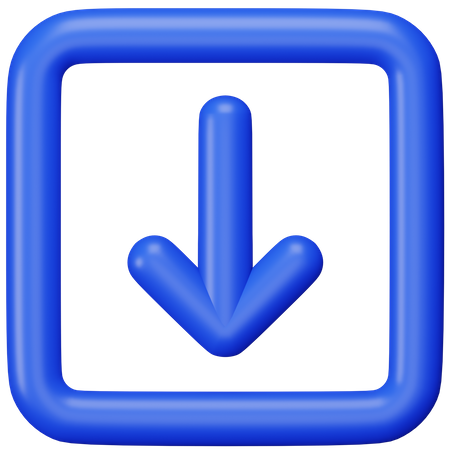Square Box Down Arrow  3D Icon