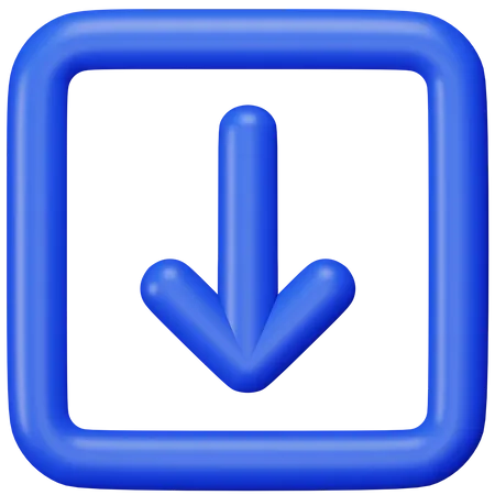 Square Box Down Arrow  3D Icon