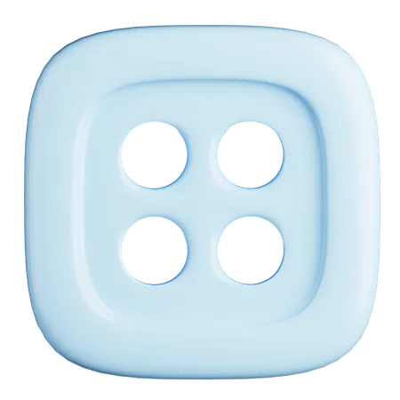 Square Button with Soft Edges  3D Icon