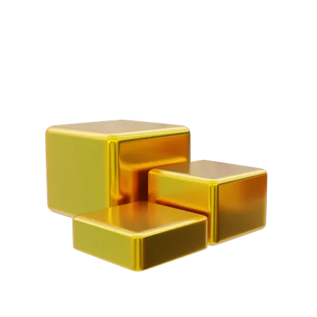 Square golden podium display  3D Icon