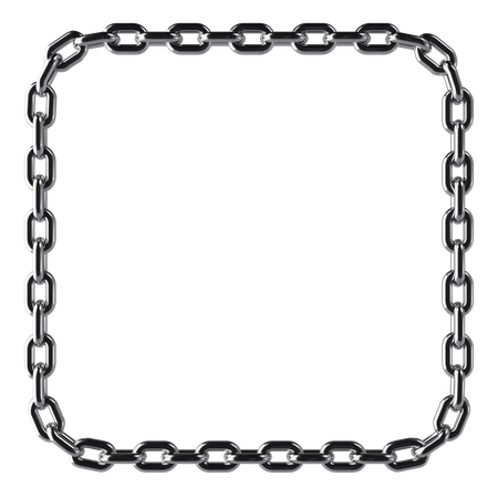 Square Shaped Chrome Chain  3D Icon