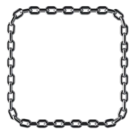 Square Shaped Chrome Chain  3D Icon