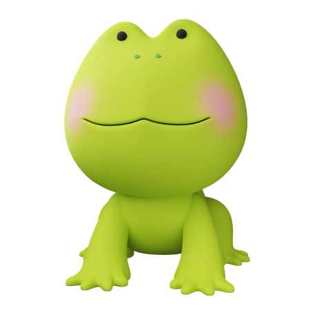 Squatting Cute Frog Graphics  3D Icon