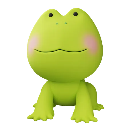 Squatting Cute Frog Graphics  3D Icon