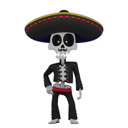Sombrero mexicain squelette  3D Illustration