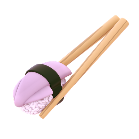 Squid Nigiri In Chopstick  3D Icon