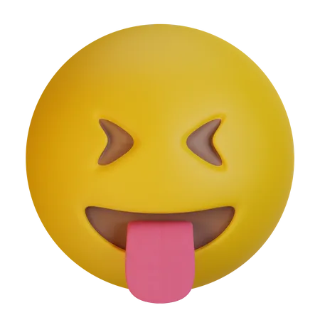😛 Cute Squinting BIG Tongue Face (3D) 😛