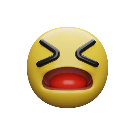 Squinting Laughing Emoji 3D Illustration