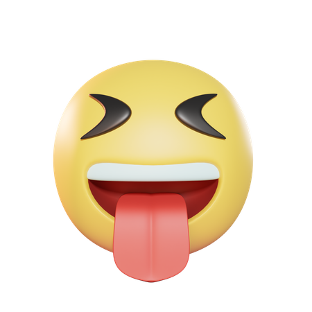 Squinting With Tongue 3D Icon