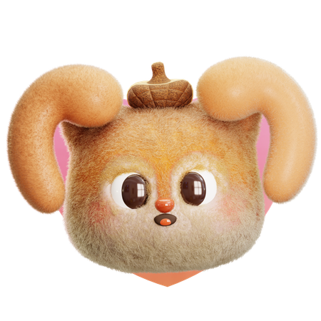 Squirrel Big Heart  3D Icon